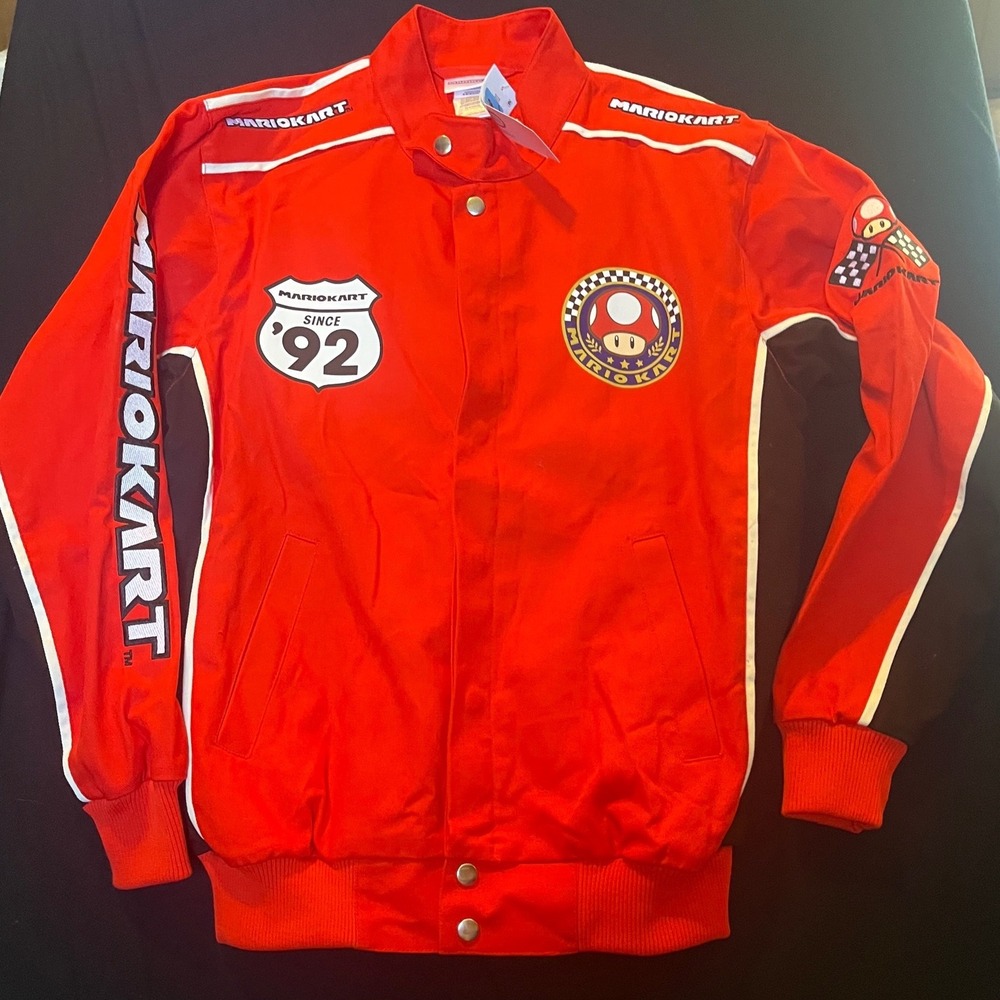 Nintendo Mario Kart Racing Jacket Red Black XS Since 92 Bomber Pit Crew New